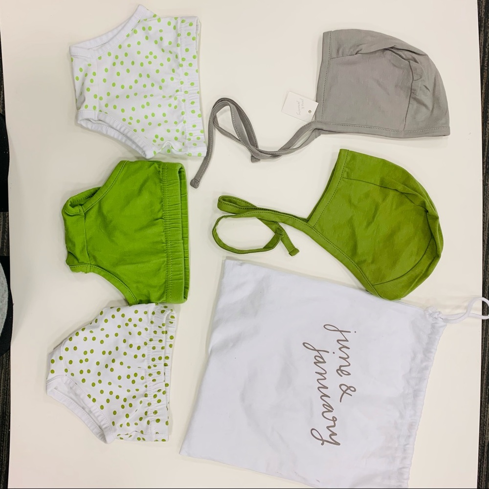 June and January bonnet and bloomer set